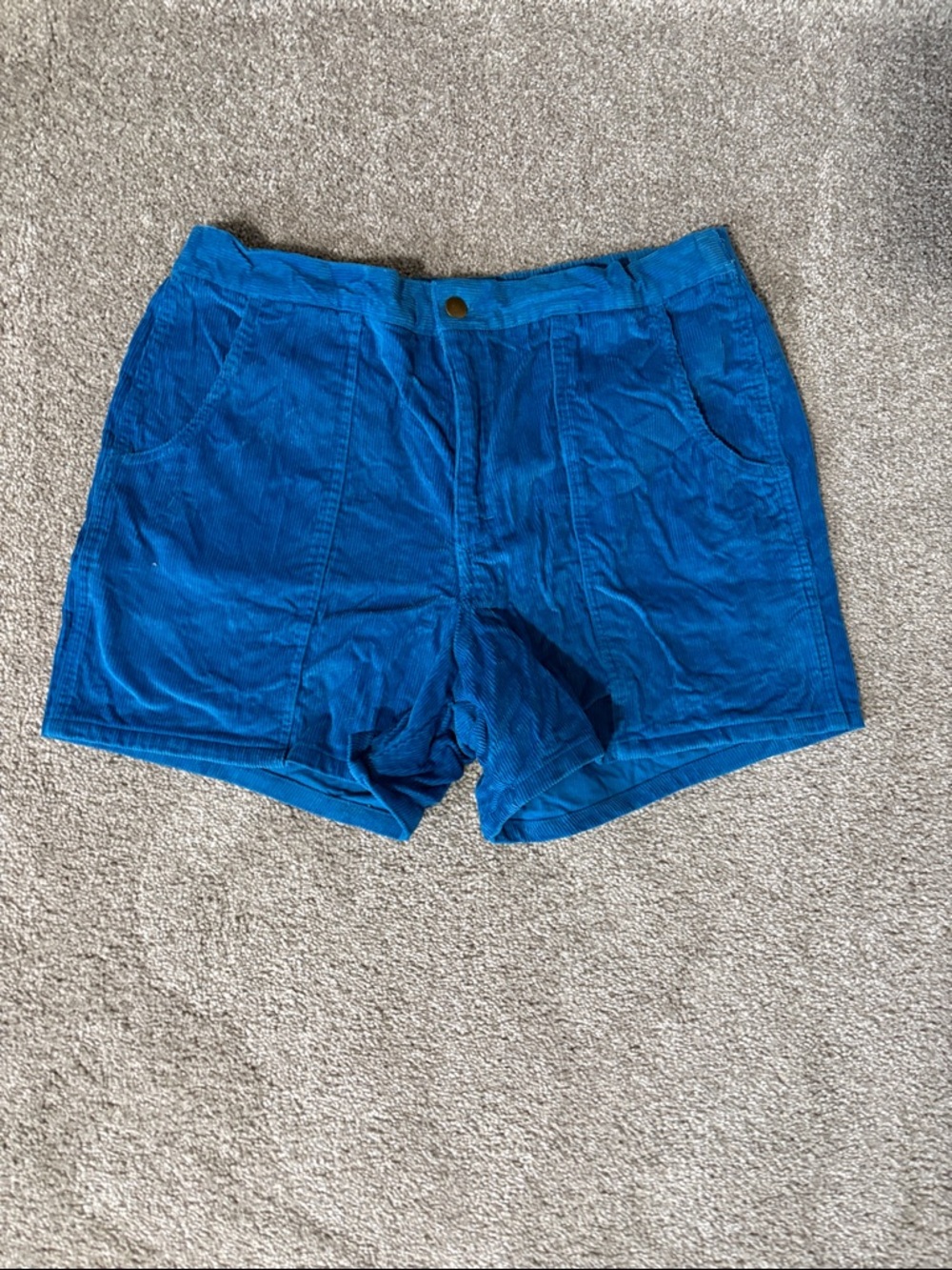 Women’s Bright Blue Corduroy Flat-Front Shorts vintage